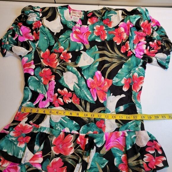 Maggy London by Jeannene Booher 80s Silk Tropical Dress Women's Plus Size 14 - Picture 13 of 14